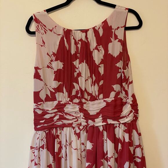 Talbots 14 fit & flare mini dress red white polyester business casual floral - Picture 6 of 7